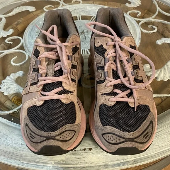 Asics Pink and Black Mesh Sneakers - Picture 1 of 5